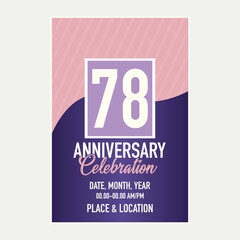 Vector 78th years anniversary vector invitation card. template of invitational for print design.
