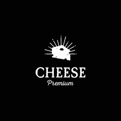 Vintage a slice Cheese Retro Logo Vector Illustration
