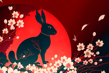 Chinese new year background with rabbit, lunar New year decorations, beautiful lunar New year background 