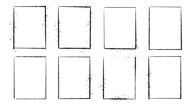 Abstract rectangle brush frame collection bundle elements. Grunge splash border decoration vector illustration.