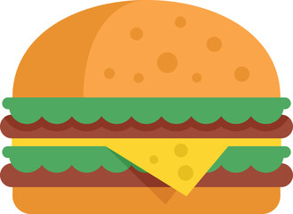 Burger icon flat vector. Bun sandwich. Cheese meat isolated