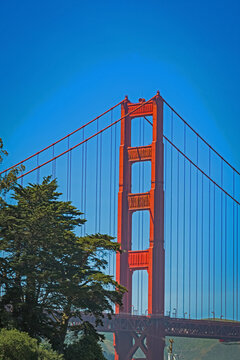 Closeup of Golden Gate Bridge in San Francisco California