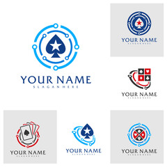 Set of Tech Poker logo vector template, Creative Poker logo design concepts