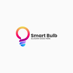 Vector Logo Illustration Smart Bulb Gradient Line Art Style.