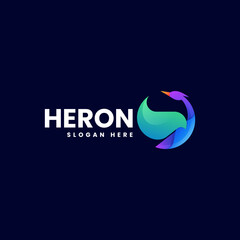 Vector Logo Illustration Heron Gradient Colorful Style