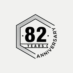 Vector 82 years celebrating anniversary design template. vector design and illustration.
