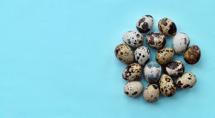 Top view of quail eggs. High protein rich food.