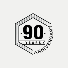 Vector 90 years celebrating anniversary design template. vector design and illustration.
