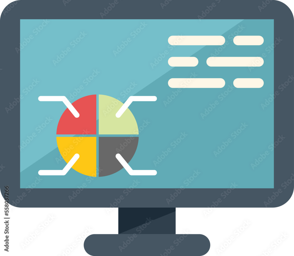 Aufkleber computer report icon flat vector. business analysis. graphic chart isolated