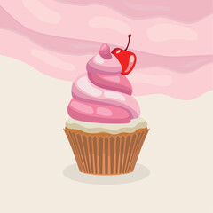 pink cupcake with berry