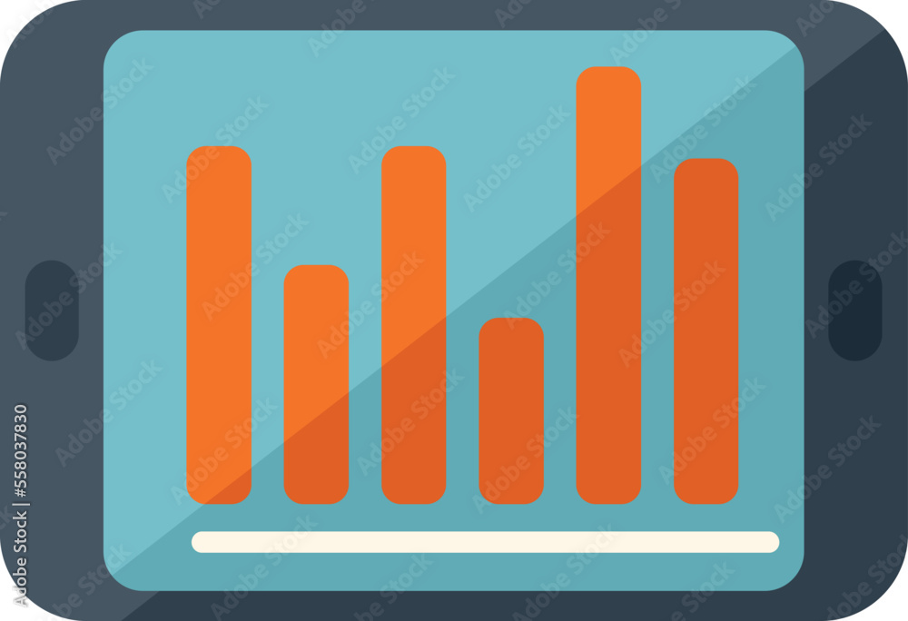 Poster graph chart tablet icon flat vector. document report. data file isolated