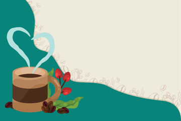 coffee mug and grains plant