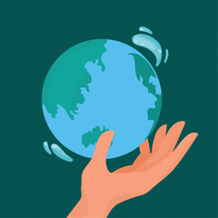 eco hand with earth planet