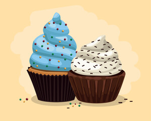 blue and white cupcakes
