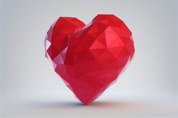 Red Heart, Valentine's Day, Polygonal Heart, Low Poly Heart,  Generative AI