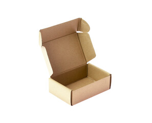 Brown cardboard box isolated on white background.