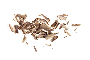 wood chips isolated on white background.