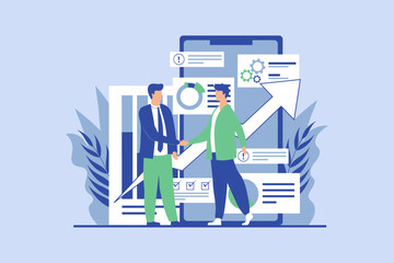 Business Cooperation Flat Design Illustration