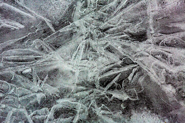 Colorful ice crystals in a frozen brook in Chaplin, Connecticut.
