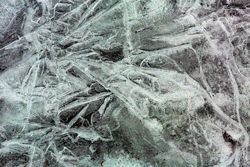 Colorful ice crystals in a frozen brook in Chaplin, Connecticut.