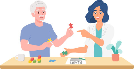 Cognitive memory and problem solving game for elderly  for dementia or alzheimer prevention. Brain exercise activity in geriatric by occupational therapy.