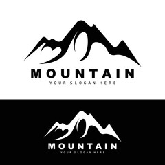 Mountain Logo Design, Vector Place For Nature Lovers Hiker