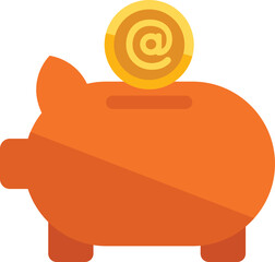 Piggy bank marketing icon flat vector. Online media. Strategy social isolated