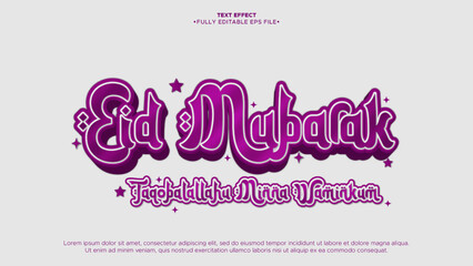 eid mubarak 3d vector text effect. for islamic banner and promotion design
