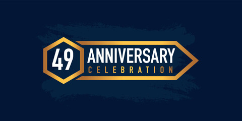 49 years anniversary celebration logotype colored with gold color and isolated on blue background.
