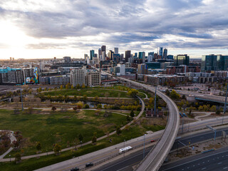 Fototapeta na wymiar Aerial View of Denver in the Fall