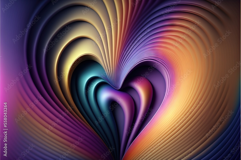 Poster a colorful heart shaped object with a purple background and a blue background with a pink heart in t