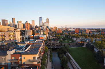 Aerial View of Denver, Colorado at Sunset