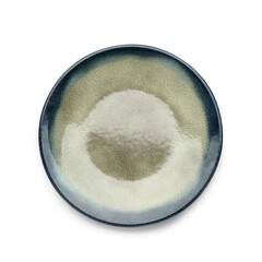 Stylish ceramic plate isolated on white background