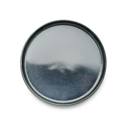 Stylish ceramic plate on white background