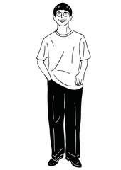 man walking casual style street wear man hand drawn art illustration