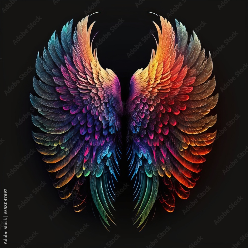 Poster a rainbow colored wing on a black background with a black background and a black background with a b