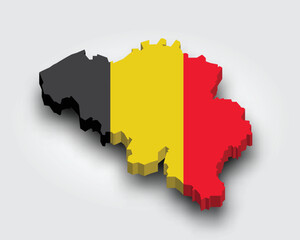 Fototapeta premium 3d map of Belgium with flag
