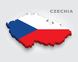 Obraz premium 3d map of Czechia with flag