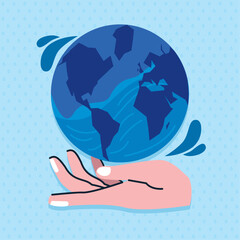 hand lifting earth planet