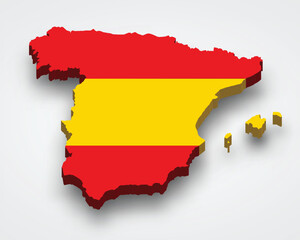 Obraz premium 3d map of Spain with flag
