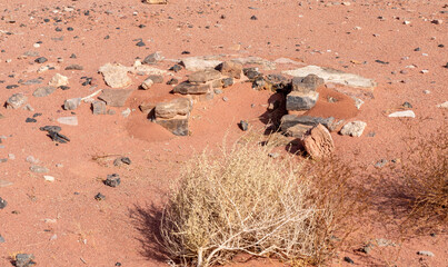 Remains  of the ancient Smelting Furnace from the Egyptian period - 13-12 centuries BCE - in the national park Timna, near the city of Eilat, in southern Israel