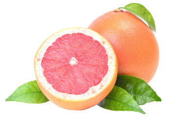 Grapefruit with leaves isolated