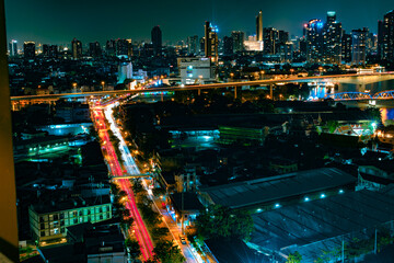 Fototapeta premium Nightlife and Traffic in Bangkok Thailand