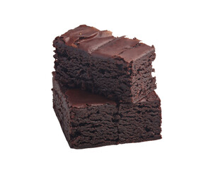 Sliced brownies on white background.Copy space.