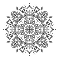 Black and White floral mandala background