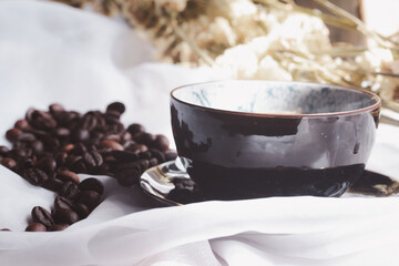 Hot black coffee for morning beverages