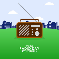 Vector illustration of World Radio Day 13 February