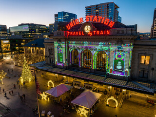 Union Station - Holiday Display - Denver, Colorado - obrazy, fototapety, plakaty