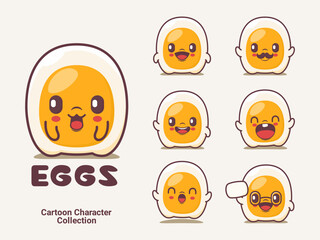 boiled eggs cartoon character vector illustration