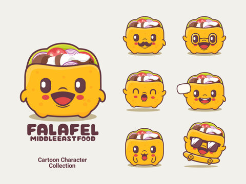 falafel cartoon character middle eastern food vector illustration